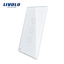 Livolo Luxury White Pearl Crystal Glass 125mm*78mm US standard Single Glass Panel For Sale 3 Gang Wall Touch Switch VL-C5-C3-11